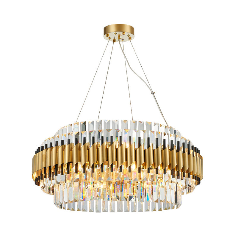 Contemporary Crystal Hanging Pendant Light - 12/16-Light Golden Chandelier