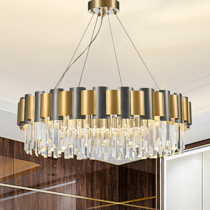Modern 8/12-Light Golden Crystal Tiered Icicle Pendant Chandelier - Clear, Elegant and Stunning