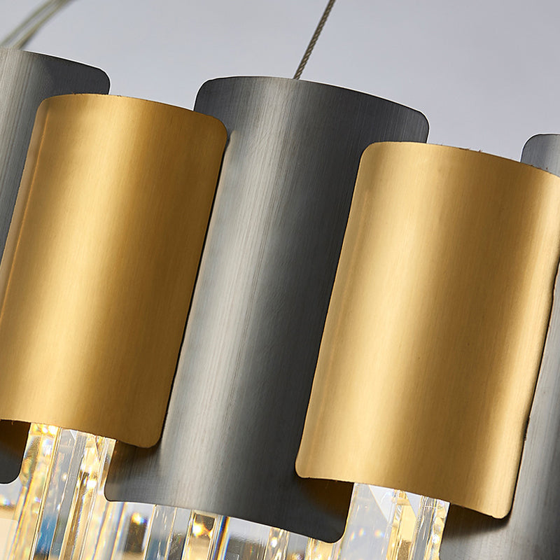 Modern 8/12-Light Golden Crystal Tiered Icicle Pendant Chandelier - Clear, Elegant and Stunning