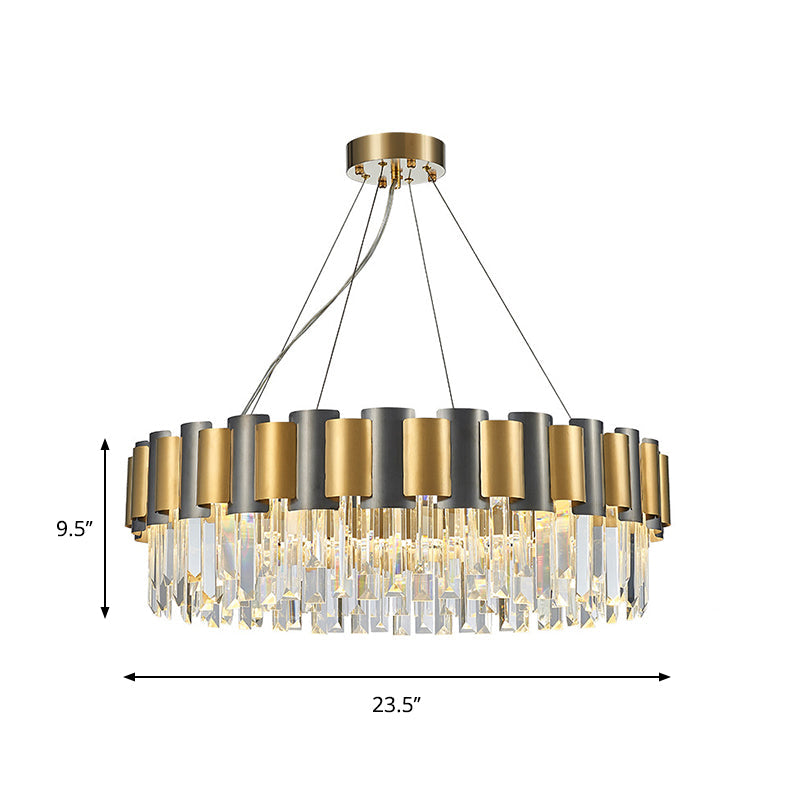 Modern 8/12-Light Golden Crystal Tiered Icicle Pendant Chandelier - Clear, Elegant and Stunning