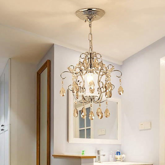 Modern Crystal Geometric Pendant Light with Adjustabl 16" Chain - Chrome Finish