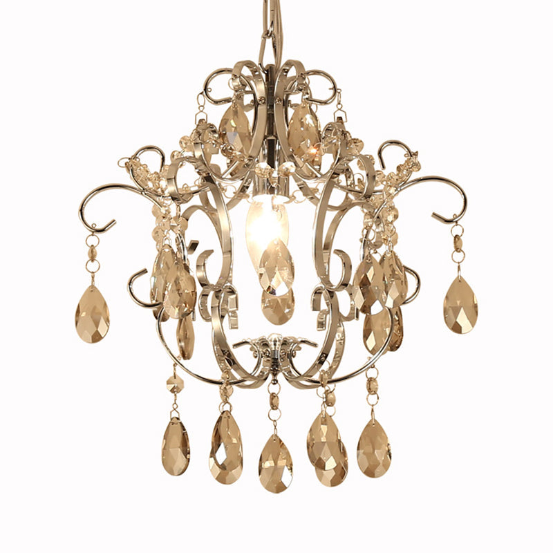 Modern Crystal Geometric Pendant Light with Adjustabl 16" Chain - Chrome Finish