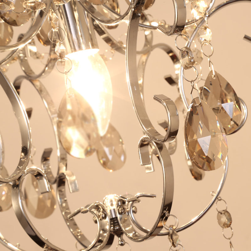 Modern Crystal Geometric Pendant Light with Adjustabl 16" Chain - Chrome Finish