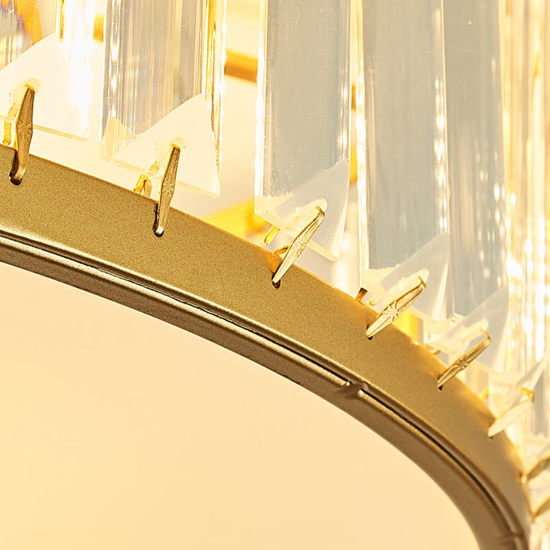 Contemporary Crystal Drum Flush Mount Ceiling Light, Gold Finish, 3/4/5 Lights, Sizes 12.5"/16.5"/20.5" for Bedroom