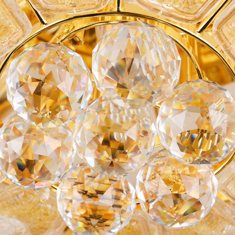 Gold Modernist Crystal Flush Ceiling Light - 21.5/29.5 Inch Wide Bowl Flush Mount Lamp
