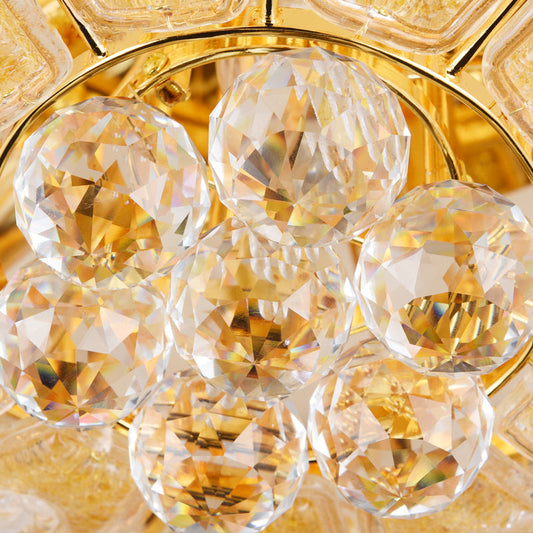Gold Modernist Crystal Flush Ceiling Light - 21.5/29.5 Inch Wide Bowl Mount Lamp