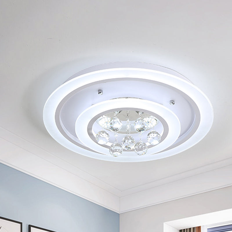 Modern Crystal Ball Round Flush Mount Light with LED Ceiling Light/Remote Control Dimming - 19.5"/23.5" Wide