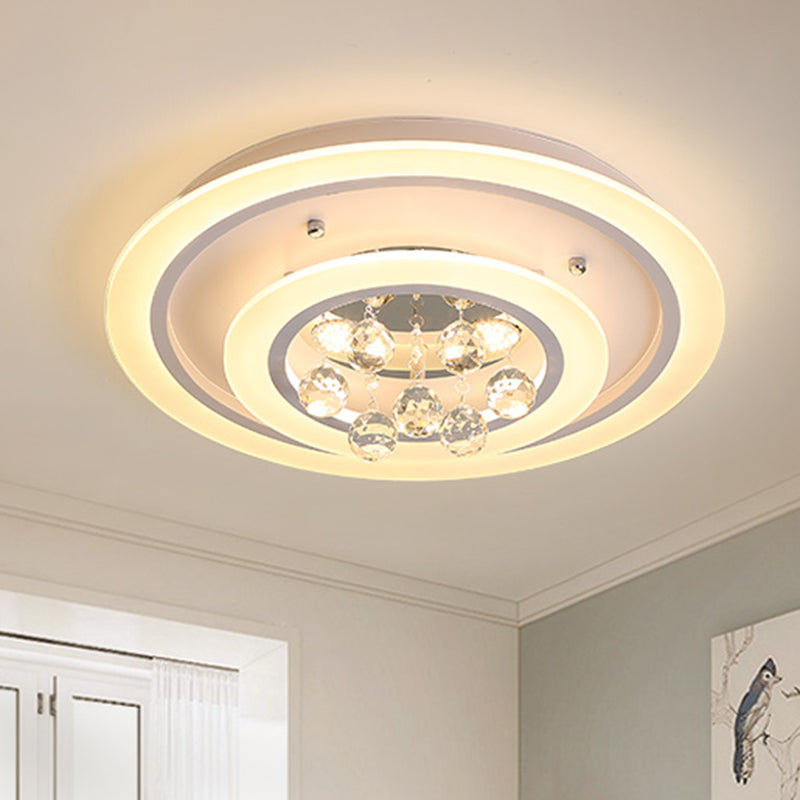 Modern Crystal Ball Round Flush Mount Light with LED Ceiling Light/Remote Control Dimming - 19.5"/23.5" Wide
