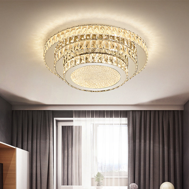 Modern White LED Flush Light Fixture - 18"/21.5" Three-Tiered Design