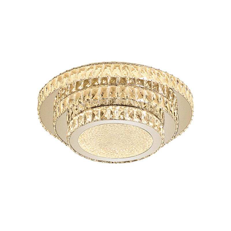 Modern White LED Flush Light Fixture - 18"/21.5" Three-Tiered Design