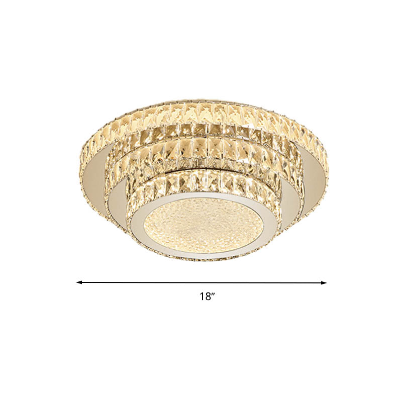 Modern White LED Flush Light Fixture - 18"/21.5" Three-Tiered Design