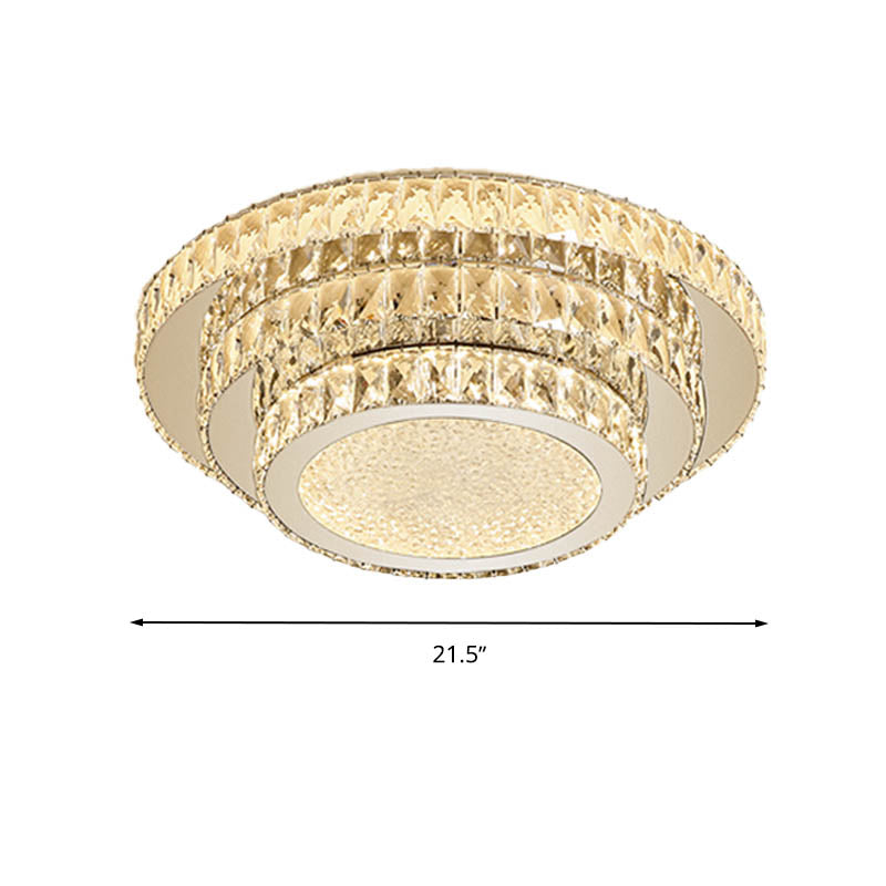Modern White LED Flush Light Fixture - 18"/21.5" Three-Tiered Design
