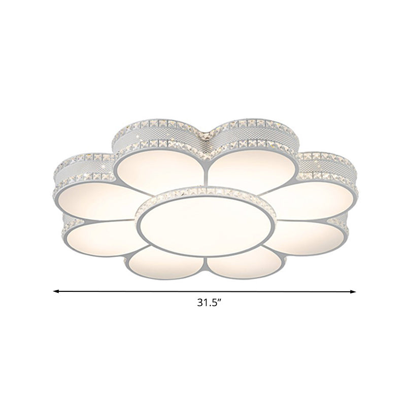 White LED Petal Ceiling Flush Mount Lamp - 19.5"/23.5"/31.5" Modern Acrylic - Warm, White, 3 Color Light