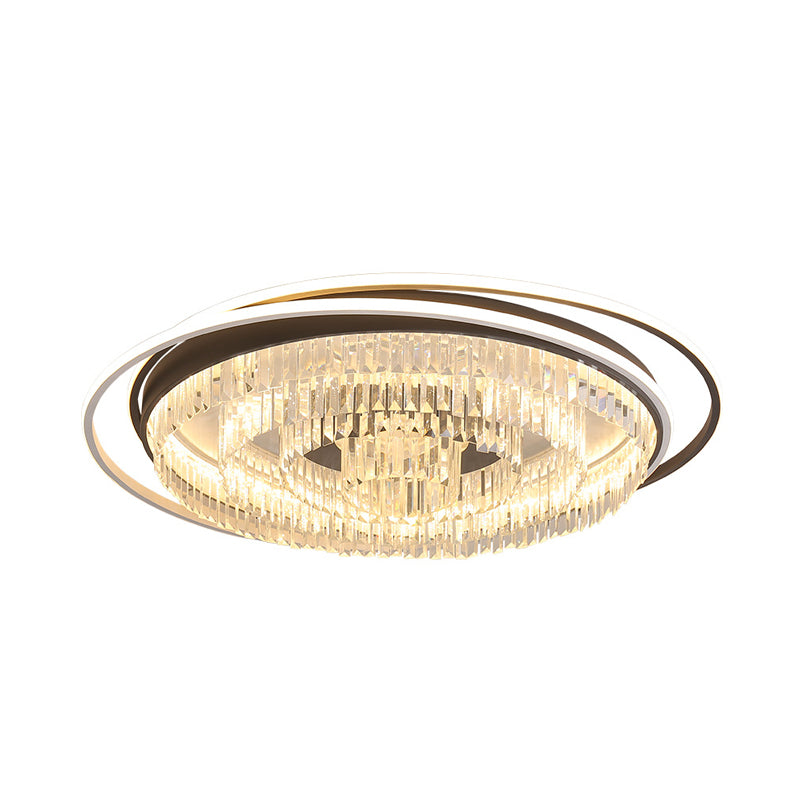 Simple Crystal LED Circular Living Room Flush Light -18"/23.5"/31.5" W, White Light/Remote Control Dimming