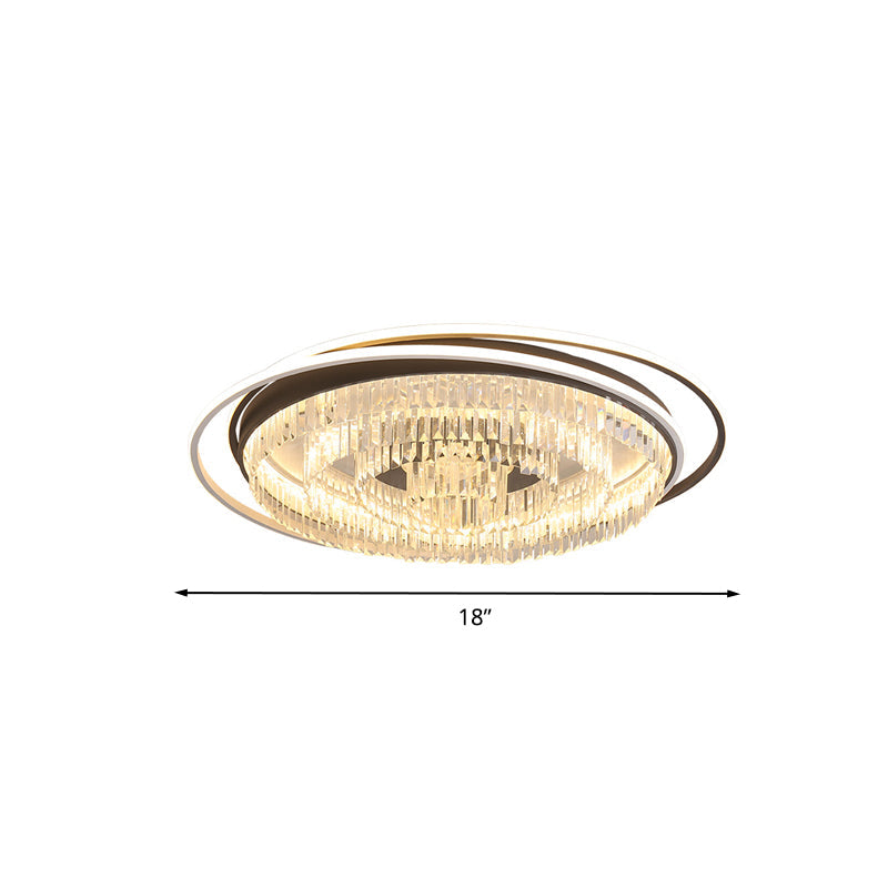 Simple Crystal LED Circular Living Room Flush Light -18"/23.5"/31.5" W, White Light/Remote Control Dimming