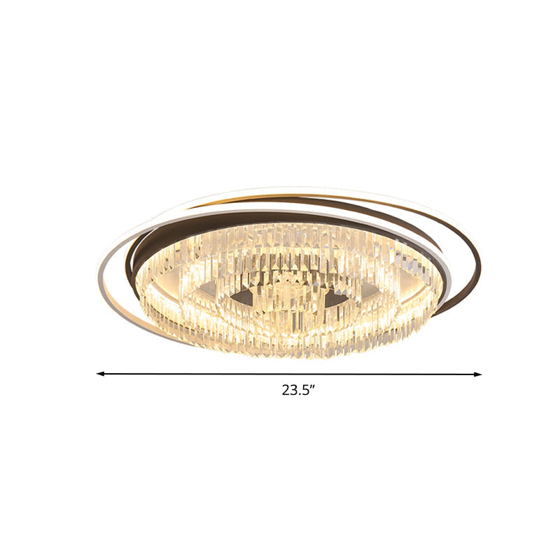 Simple Crystal LED Circular Living Room Flush Light -18"/23.5"/31.5" W, White Light/Remote Control Dimming