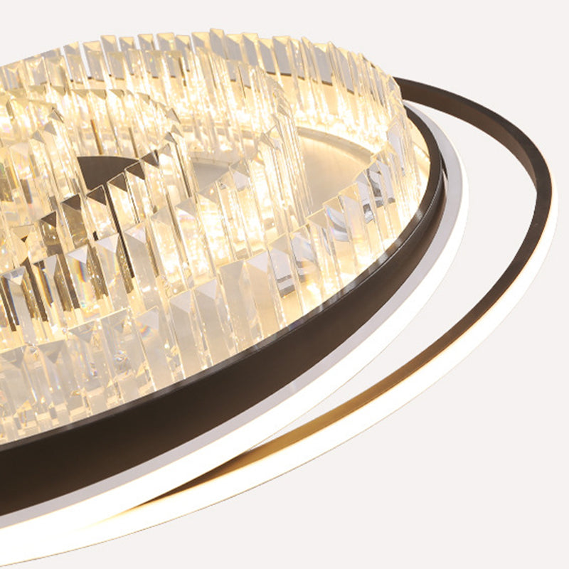 Simple Crystal LED Circular Living Room Flush Light -18"/23.5"/31.5" W, White Light/Remote Control Dimming