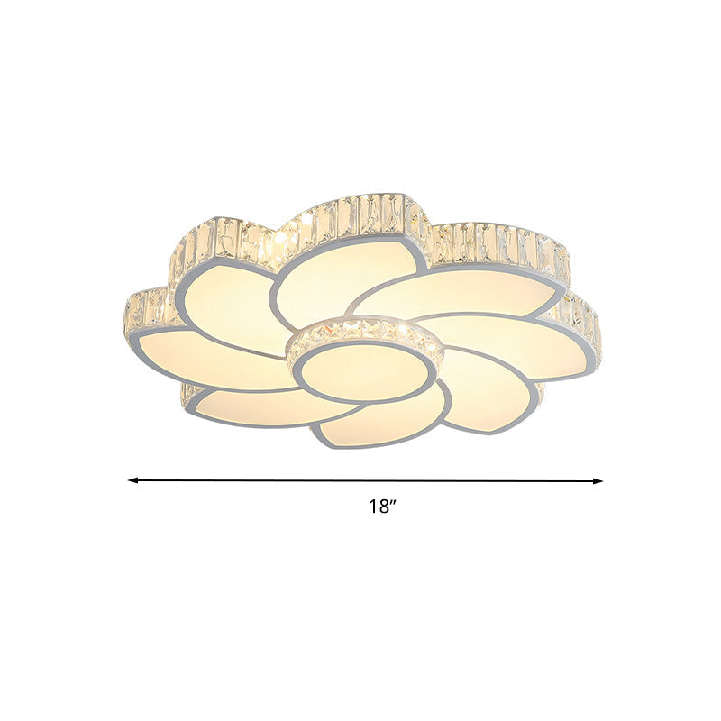Plafonnier en cristal moderne - Plafonnier LED intelligent de 18"/24" de large - Lumière chaude/blanche