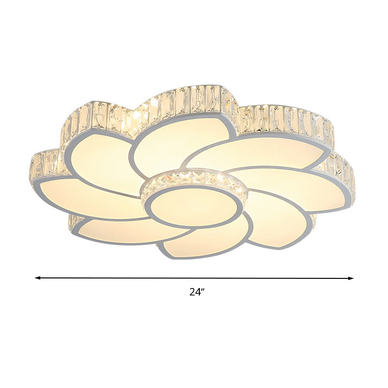 Plafonnier en cristal moderne - Plafonnier LED intelligent de 18"/24" de large - Lumière chaude/blanche