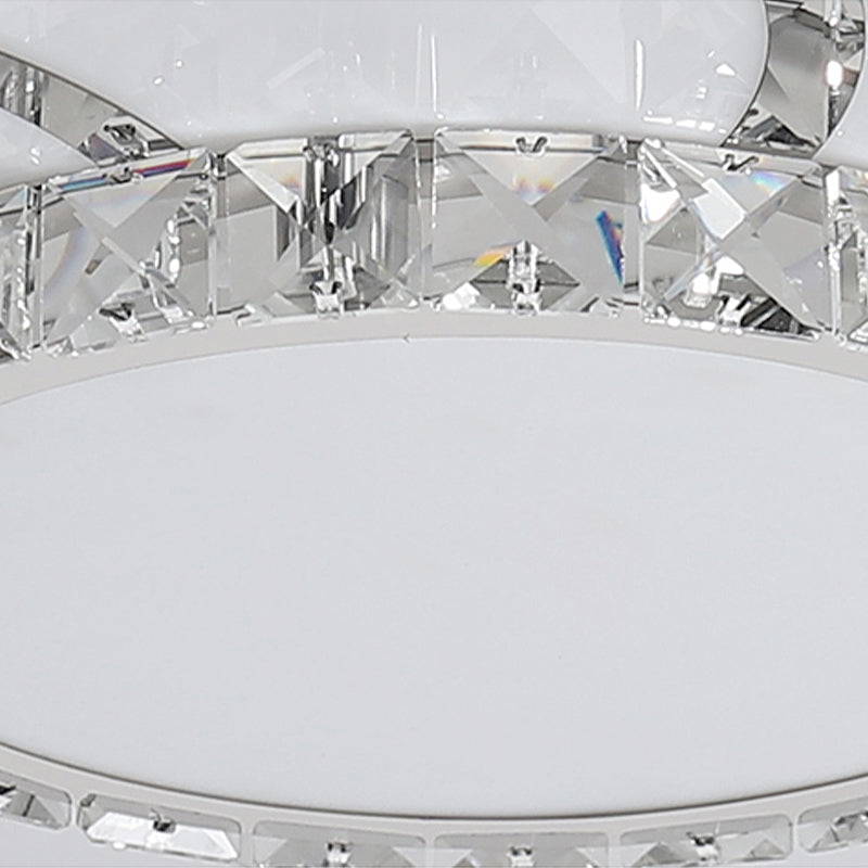 Plafonnier en cristal moderne - Plafonnier LED intelligent de 18"/24" de large - Lumière chaude/blanche