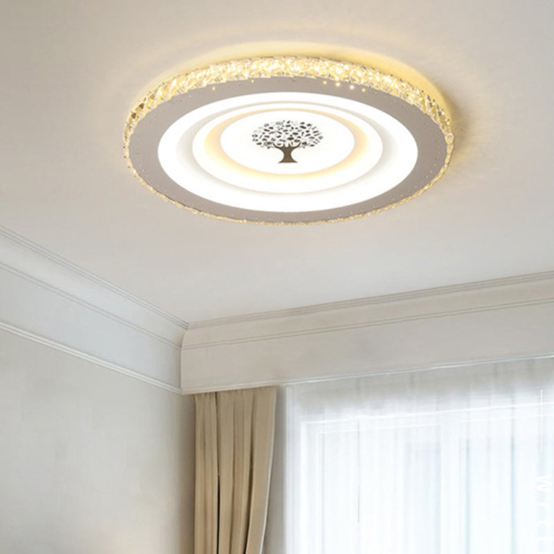 Modern White LED Flush Mount Ceiling Light for Bedrooms - 10"/19.5" Wide Acrylic Fixture