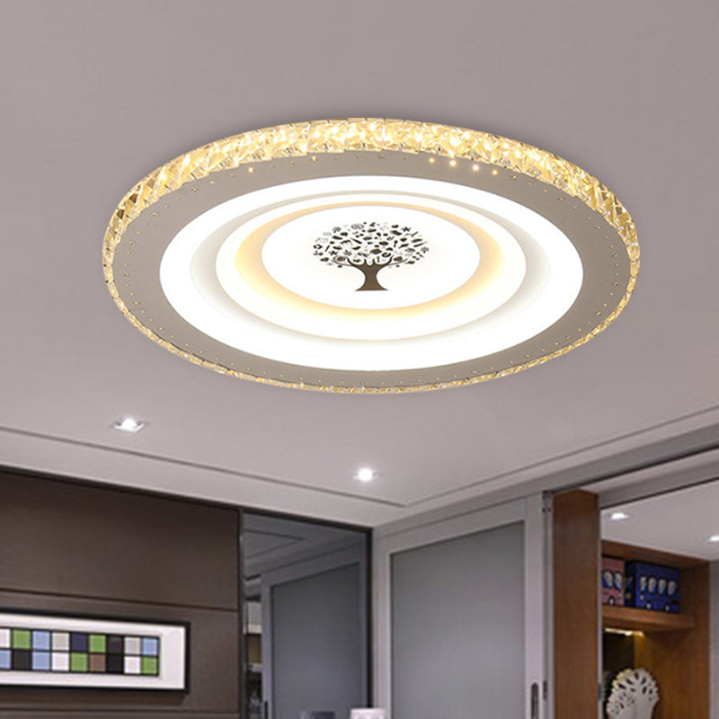 Modern White LED Flush Mount Ceiling Light for Bedrooms - 10"/19.5" Wide Acrylic Fixture