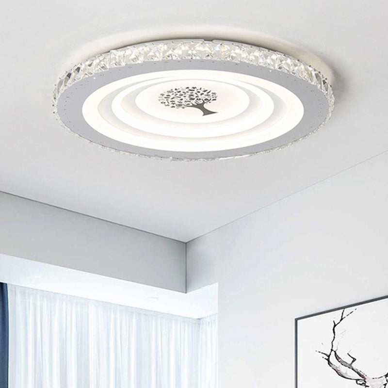 Modern White LED Flush Mount Ceiling Light for Bedrooms - 10"/19.5" Wide Acrylic Fixture