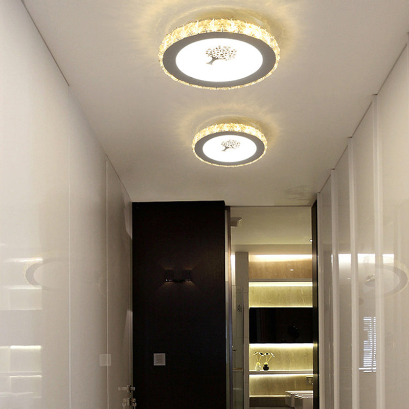 Modern White LED Flush Mount Ceiling Light for Bedrooms - 10"/19.5" Wide Acrylic Fixture