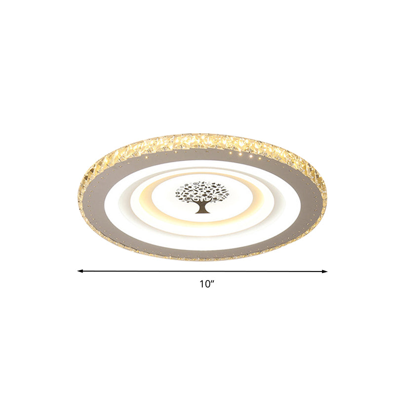 Modern White LED Flush Mount Ceiling Light for Bedrooms - 10"/19.5" Wide Acrylic Fixture