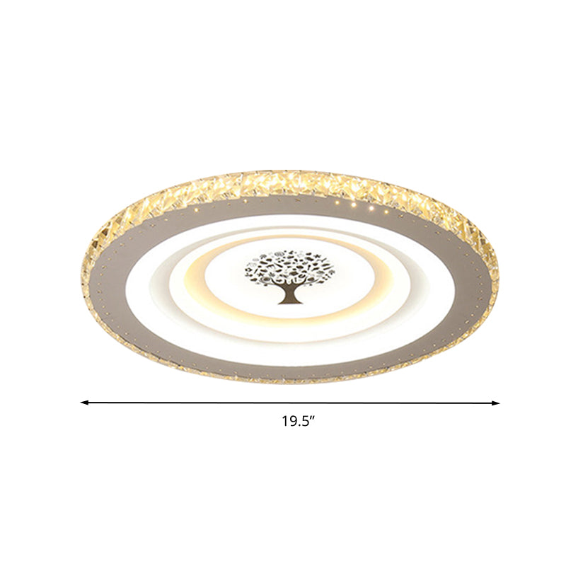 Modern White LED Flush Mount Ceiling Light for Bedrooms - 10"/19.5" Wide Acrylic Fixture