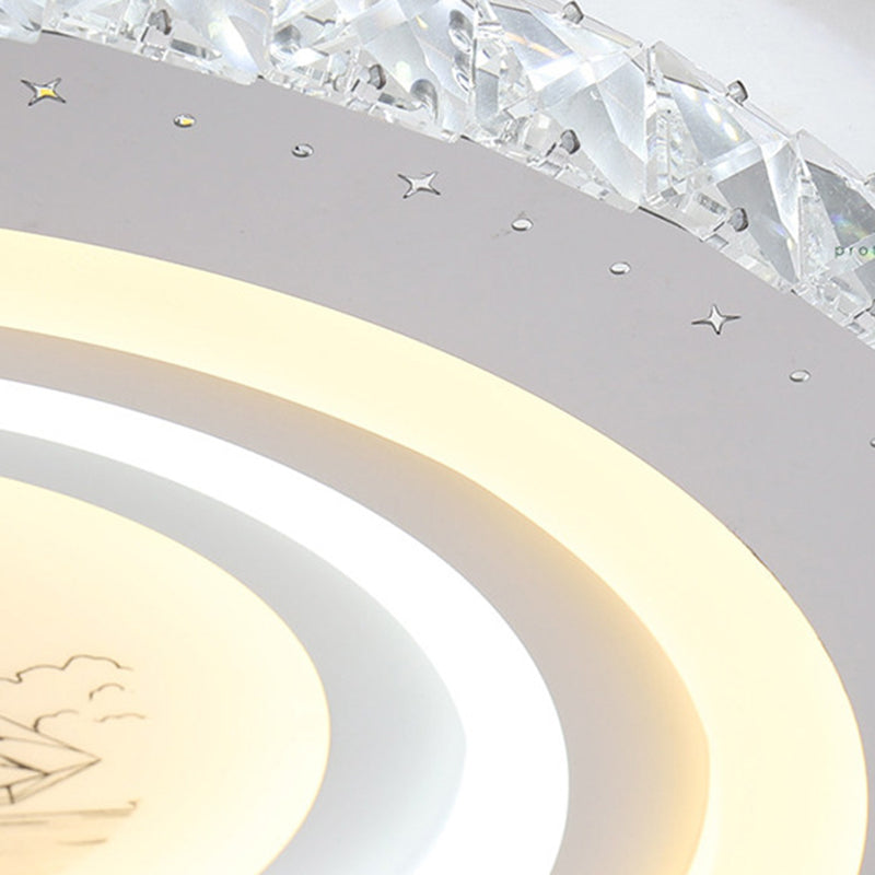 Modern White LED Flush Mount Ceiling Light for Bedrooms - 10"/19.5" Wide Acrylic Fixture