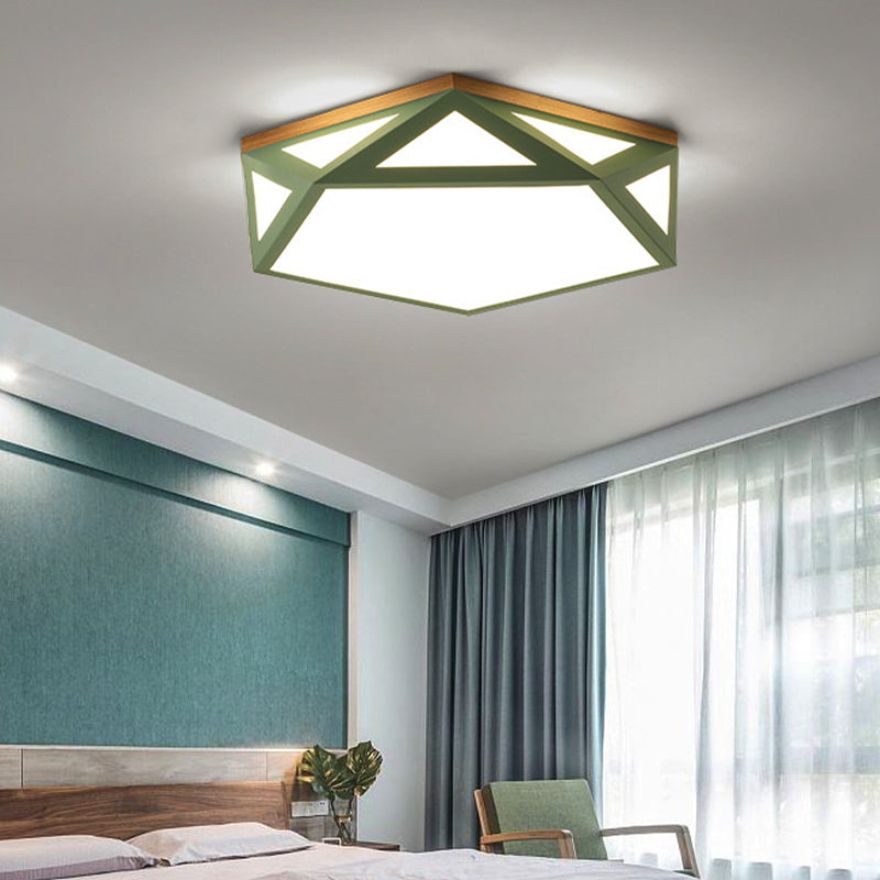Geometric Acrylic Led Flush Light With Multiple Sizes And Color Options For Bedroom Ceiling - Modern