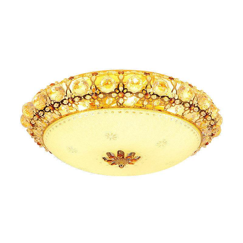 Simple LED Flush Light with Clear K9 Crystal Dome - 15"/19"/23" Wide - White Ceiling Lamp (Warm/White/3 Color Light)