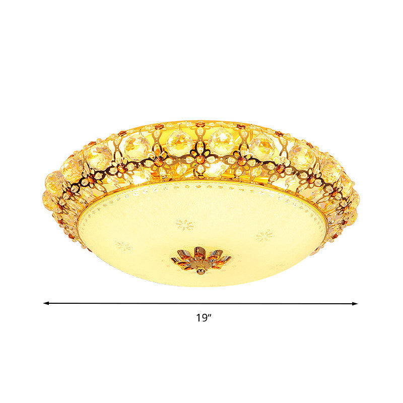 Simple LED Flush Light with Clear K9 Crystal Dome - 15"/19"/23" Wide - White Ceiling Lamp (Warm/White/3 Color Light)