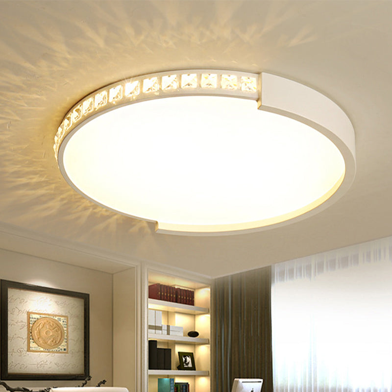 Simple White LED Flush Mount Crystal Lamp - 16.5"/20.5"/24.5" Diameter