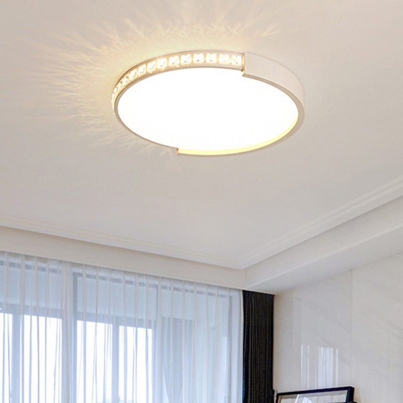 Simple White LED Flush Mount Crystal Lamp - 16.5"/20.5"/24.5" Diameter