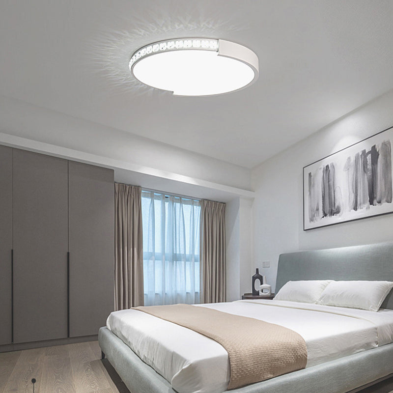 Simple White LED Flush Mount Crystal Lamp - 16.5"/20.5"/24.5" Diameter
