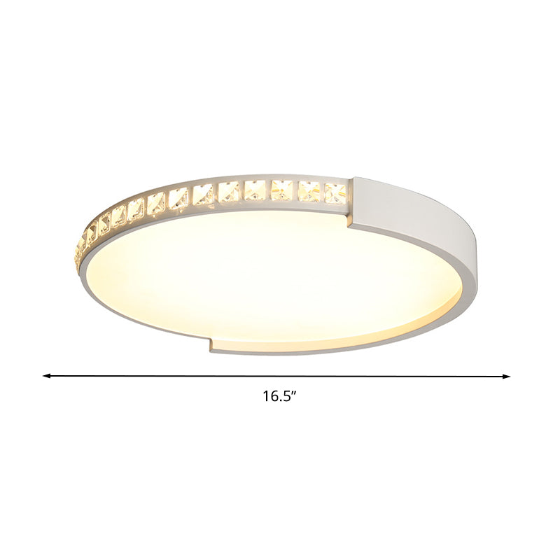 Simple White LED Flush Mount Crystal Lamp - 16.5"/20.5"/24.5" Diameter