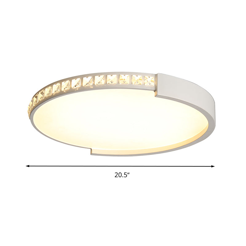 Simple White LED Flush Mount Crystal Lamp - 16.5"/20.5"/24.5" Diameter