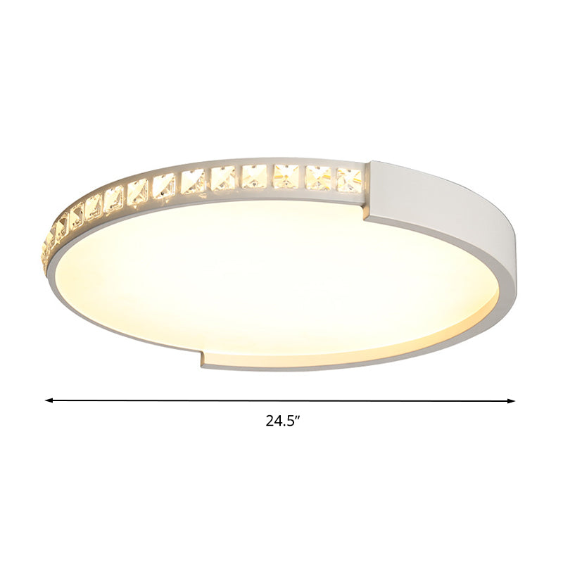 Simple White LED Flush Mount Crystal Lamp - 16.5"/20.5"/24.5" Diameter