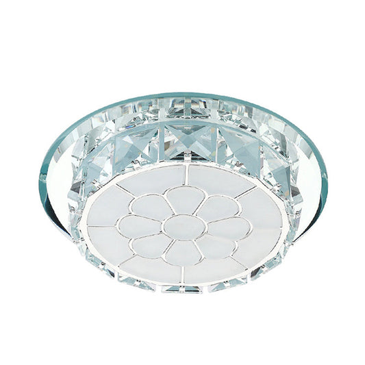 Led Crystal Ceiling Light - Elegant Chrome Floral Design In 3 Options Ideal For Corridors Recessed