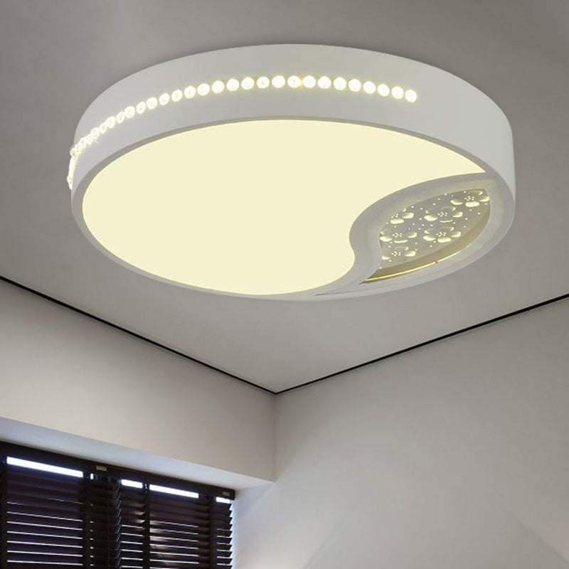 Minimalist Gray Drum Acrylic LED Ceiling Light for Bedroom - Flush Mount, 19.5"/31" Wide
