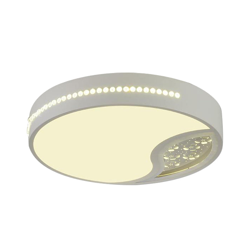 Minimalist Gray Drum Acrylic LED Ceiling Light for Bedroom - Flush Mount, 19.5"/31" Wide