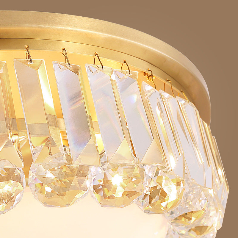 LED Modern Crystal Flush Mount Ceiling Light in Gold, Ideal for Bedroom