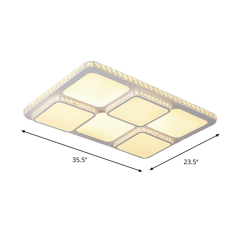Contemporary Crystal LED Square Flush Mount Lamp – Warm/White Light