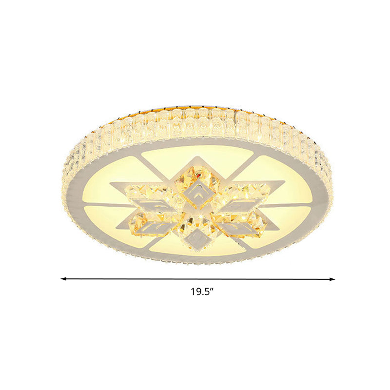 Simple White LED Crystal Flush Mount Lamp - Star/Flower Design | Close to Ceiling Light Fixture for Bedroom