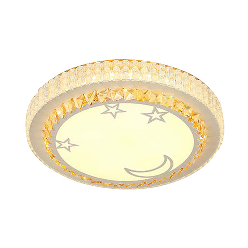 Simple White LED Crystal Flush Mount Lamp - Star/Flower Design | Close to Ceiling Light Fixture for Bedroom