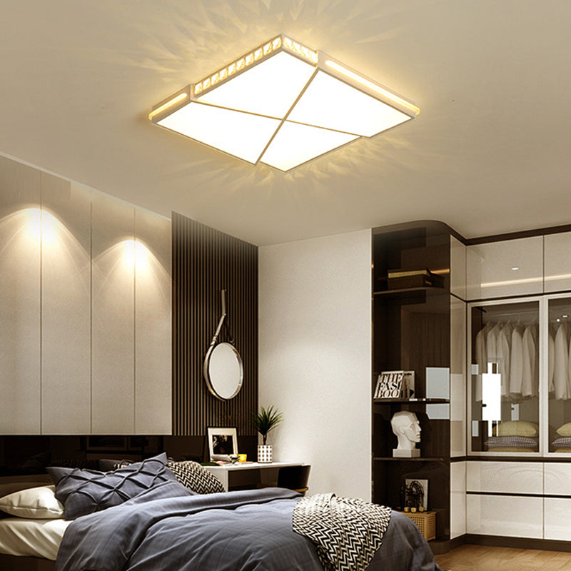 Modern K9 Crystal LED Flush Mount Ceiling Light with Remote Control Dimming, White Light - Available in Rectangle/Square, 16.5"/20.5"/35.5" Wide