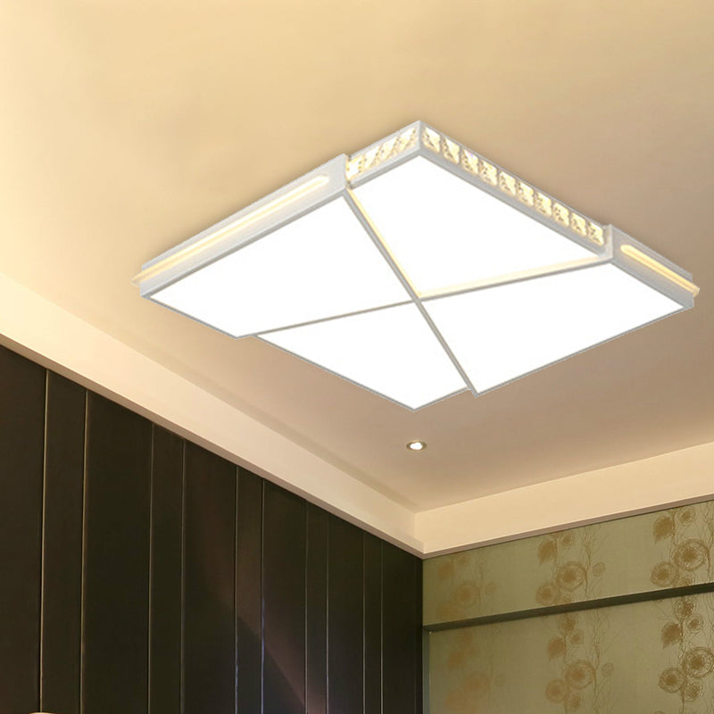 Modern K9 Crystal LED Flush Mount Ceiling Light with Remote Control Dimming, White Light - Available in Rectangle/Square, 16.5"/20.5"/35.5" Wide