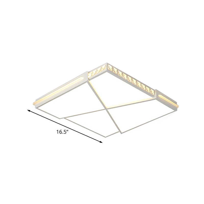 Modern K9 Crystal LED Flush Mount Ceiling Light with Remote Control Dimming, White Light - Available in Rectangle/Square, 16.5"/20.5"/35.5" Wide